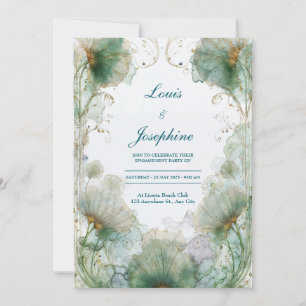Convites Casamento Folha de Ginkgo Verde Mar Novo Art Gold