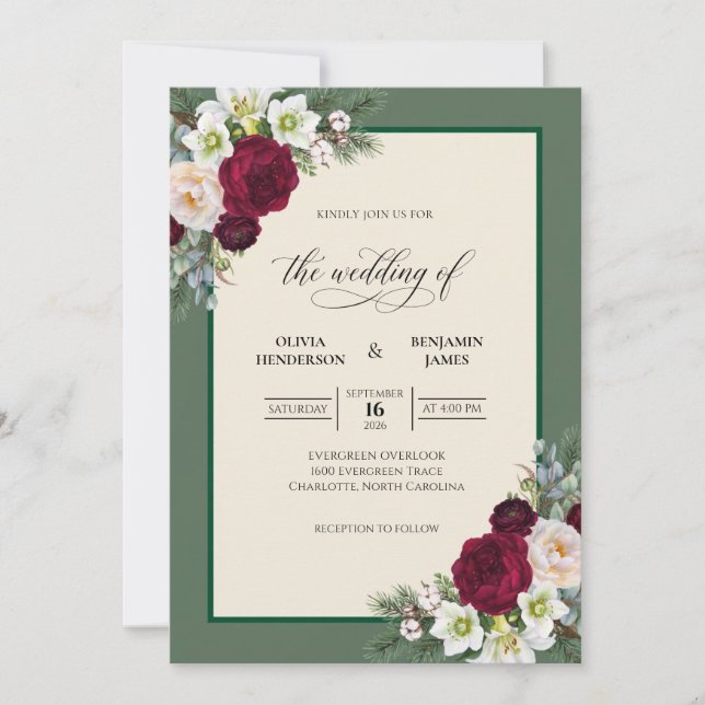 Convites Casamento Folha de Marfim Marrom (Frente)