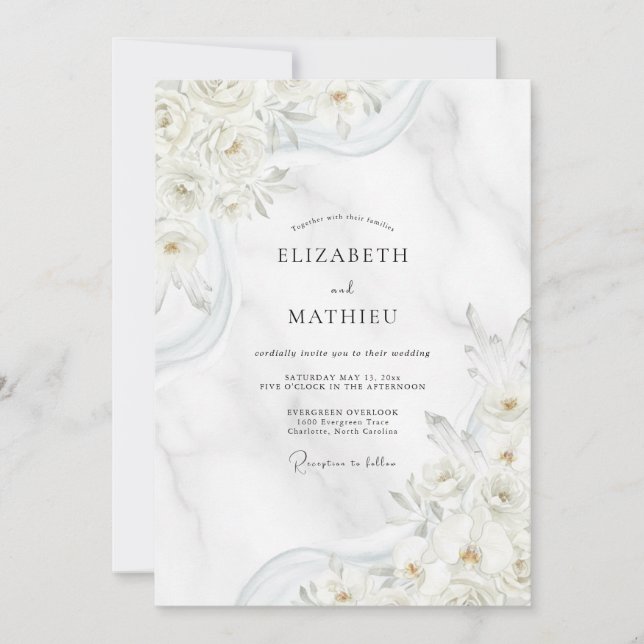 Convites Casamento Folha de Ouro Branco (Frente)