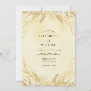 Convites Casamento Folha de Ouro Champagne