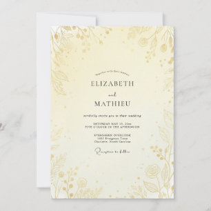 Convites Casamento Folha de Ouro Manteiga