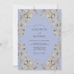 Convites Casamento Folha de Ouro Periwinkle