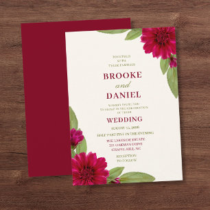 Convites Casamento Folha de Salvia Zinnia Borgonha
