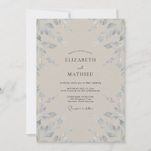 Convites Casamento Folha de Taupe Prata