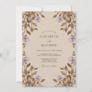 Convites Casamento Folha Lilás Taupe