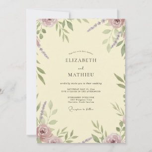 Convites Casamento Folha Mauve Manteiga