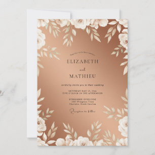Convites Casamento Folhado Branco Cobre