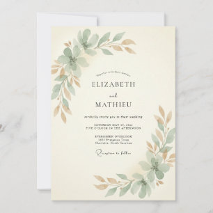 Convites Casamento Folhado de Folhas de Cobre Champagne