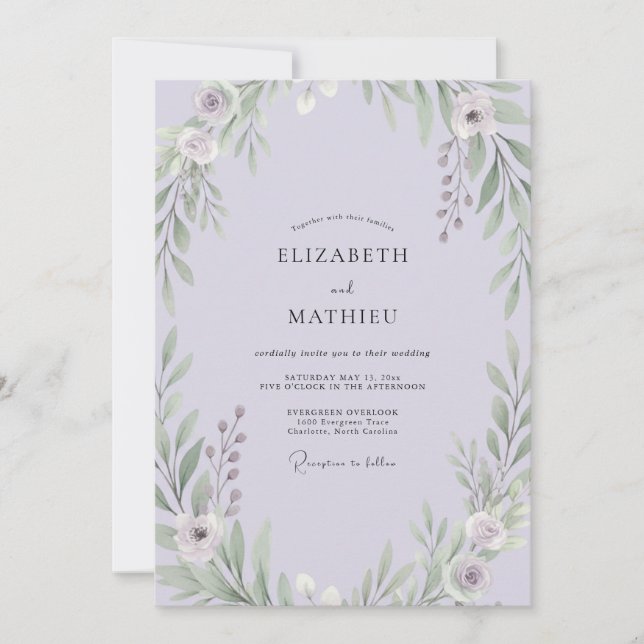 Convites Casamento Folhado de Lavanda (Frente)