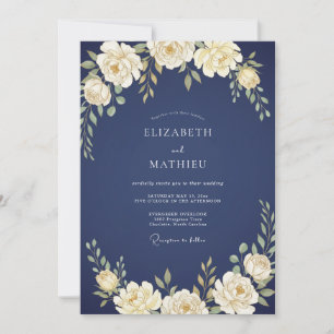 Convites Casamento Folhado de Marfim Antigo Meia-Noite