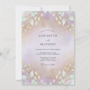Convites Casamento Folhado de Ouro e Ametista