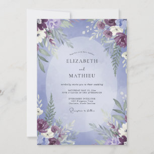 Convites Casamento Folhado de Plumagem Violeta
