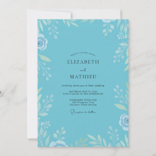 Convites Casamento Folhagem Azul Céu