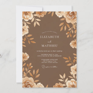Convites Casamento Folhagem Bronze Mel