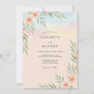 Convites Casamento Folhagem Céu Dourado