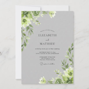 Convites Casamento Folhagem Chartreuse Prata