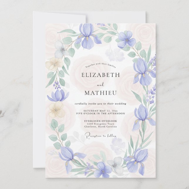 Convites Casamento Folhagem com Hortelã e Vinca (Frente)