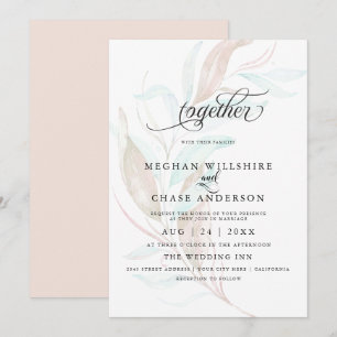 Convites CASAMENTO  Folhagem de Coral Pálido