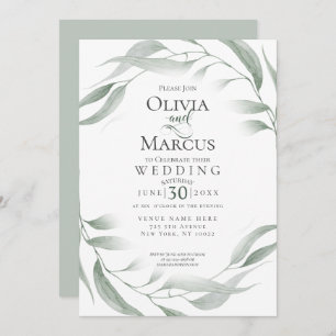 Convites Casamento Folhagem de Cores de Água do Pavimento