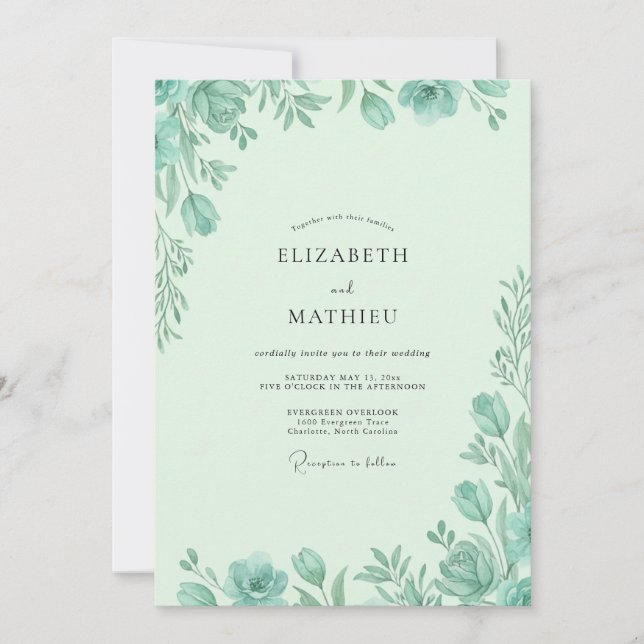 Convites Casamento Folhagem de Hortelã (Frente)