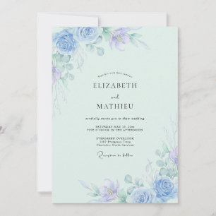 Convites Casamento Folhagem de Hortelã Artesanal Periwinkle