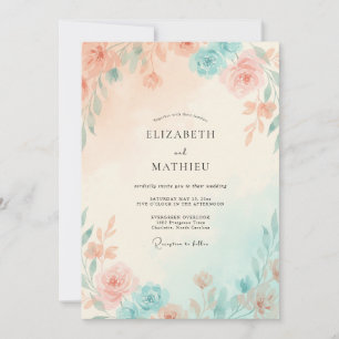 Convites Casamento Folhagem de Hortelã Pêssego