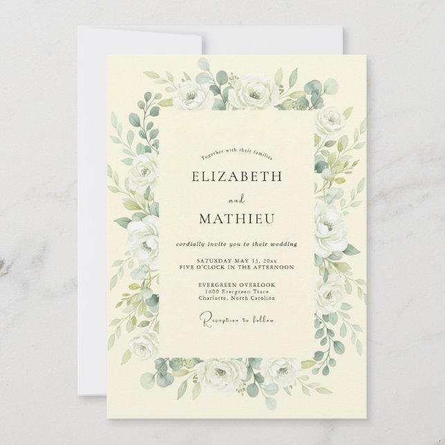 Convites Casamento Folhagem de Oliva Manteiga (Frente)