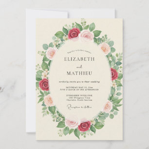 Convites Casamento Folhagem de Pêssego Carmesim