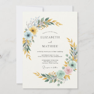 Convites Casamento Folhagem Dourada Gelada