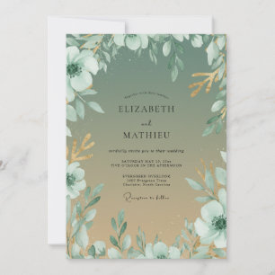 Convites Casamento Folhagem Eucalipto Champanhe Menta