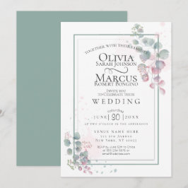 Convites Casamento | Folhagem Eucalyptus Moderna em Waterco