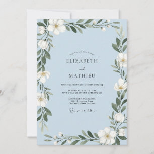 Convites Casamento Folhagem Folha Branca Quente Periwinkle