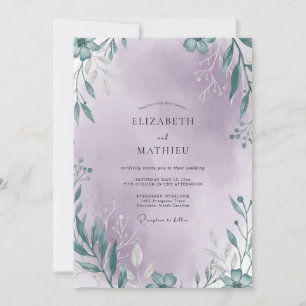 Convites Casamento Folhagem Lilás Espumante