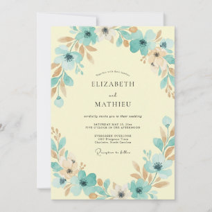 Convites Casamento Folhagem Manteiga Aqua Sálvia