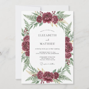 Convites Casamento Folhagem Peônia Fruta