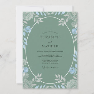 Convites Casamento Folhagem Sage Sky