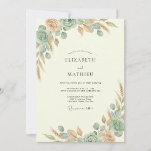 Convites Casamento Folhagem Teal Cobre