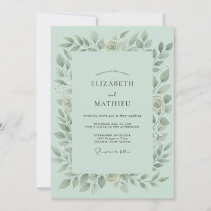 Convites Casamento Folhagem Verde Menta Pacífico