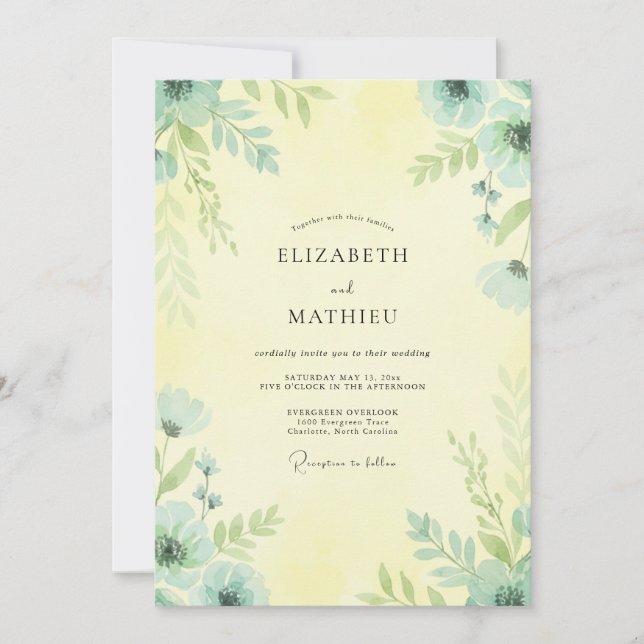 Convites Casamento Folhas Amarelas Manteiga (Frente)