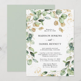 Convites Casamento Folhas Douradas de Eucalipto