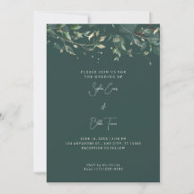 Casamento Folhas e Videiras Modernas Verde Escuro