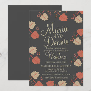 Convites Casamento Folhas Neutras Terracota Simples Outono