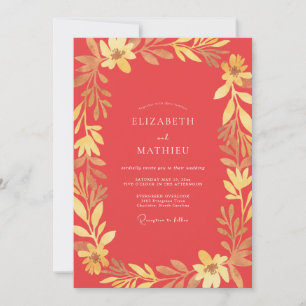 Convites Casamento Folhoso Coral Gold