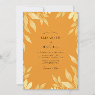 Convites Casamento Folhoso de Mostarda Ocre