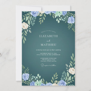 Convites Casamento Folhoso de Periwinkle Azul-Verde