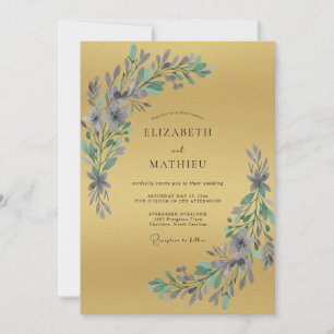 Convites Casamento Folhoso Dourado de Vinca