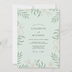 Convites Casamento Folhoso Seafoam Sage