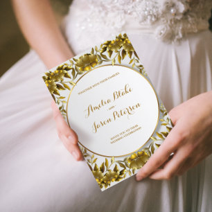 Convites Casamento Foliar Dourado Luxurioso