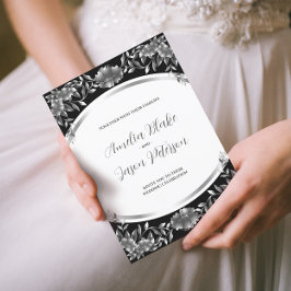 Convites Casamento Foliar Gravado de Prata Luxuosa