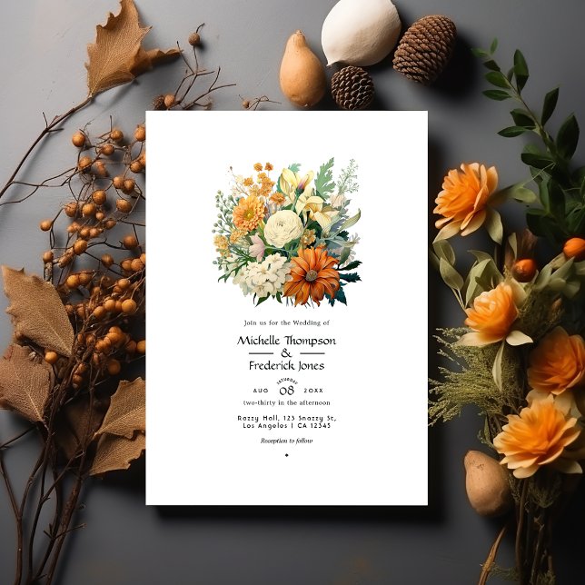 Convites Casamento fora de branco, verde-caçador, castanho  (Criador carregado)